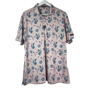 Bad Birdie The Ranch Golf Polo Mens SZ XL Pink Southwest Print Whirlwind Club - Picture 1 of 12