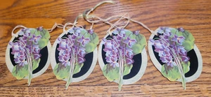 Vintage Henderson Line Tally Cards -Violets- Set of 4 - Picture 1 of 4