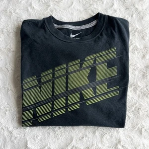 Camiseta Nike Camiseta Para Hombre Mediana Negra Amarilla Neón Deletrear Logo Swoosh Manga Larga - Imagen 1 de 10