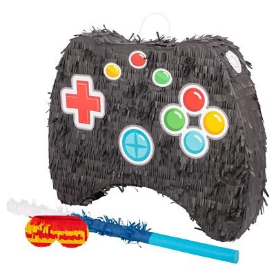 3-teiliges Gamecontroller Pinata Set mit blauem Stick & Augenbinde Geburtstag Party Spiel - Bild 1 von 4