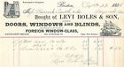 Levi Boles & Son, portes, fenêtres et stores, Haymarket Sq. Boston MA 1888 Billhead