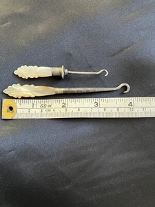 Antique minature mother of pearl button hook x2 - Picture 1 of 8