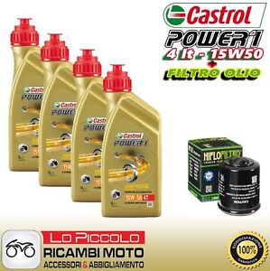 KIT TAGLIANDO 4 LT OLIO CASTROL POWER1 15W50 FILTRO Moto Guzzi Stelvio 1200 2013