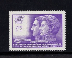 Chile 1968 Batallas de Chacabuco y Maipú, San Martín y O'Higgins Estampillada sin montar o nunca montada Sc C280 - Imagen 1 de 1