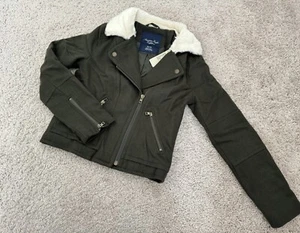 NWT American Eagle Wool Blend Jacket Womens Sz S Olive Green Quilted Lining - Picture 1 of 10