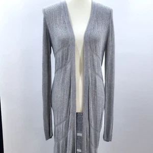Women's Skies Are Blue Sweater Duster L Gray Lagenlook Boho Lace Open Knit Cozy - Picture 1 of 17