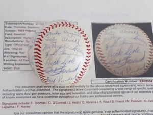 1953 Pittsburgh Pirates Beautiful Team Signed National League Baseball JSA COA - Picture 1 of 12