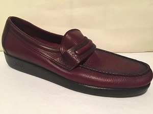 SAS BURGUNDY LEATHER SLIP ON LOAFERS SHOES MENS SZ 15 N NARROW - Picture 1 of 9