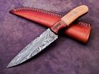 Damascus Steel 10" Handmade Full Tang Skinning Knife - Wood , W/sheath Im-3106