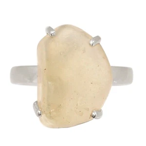 Natural Libyan Desert Glass (Tektite) 925 Silver Ring Jewelry s.7 ALLR-31809 - Picture 1 of 1