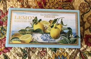 Jabón perfumado limón La Saponeria Firenze hecho en Italia barra de 10,5 oz nuevo en caja - Imagen 1 de 3