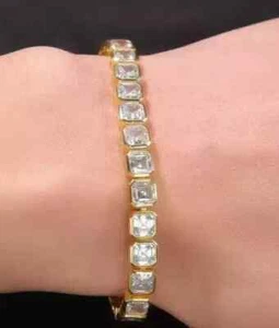 Lab Created Diamond 10Ct Asscher Cut Tennis Bracelet 14K Yellow Gold Plated 8.5" - Picture 1 of 5