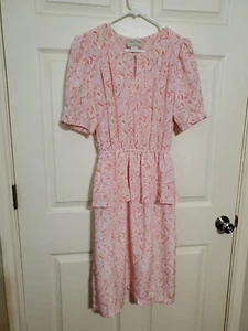 Pellini Petites By Von Bramlett 1980s Vintage Pastel Pink Floral Midi 9/10P - Picture 1 of 7