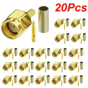 20Pcs SMA Male Plug Crimp RF Connector Gold-Plating for RG316 RG174 LMR100 Cable - Picture 1 of 7