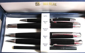 JUEGO DE BOLÍGRAFOS DE 5 PIEZAS BILL BLASS de colección - Negro/CT - Nuevas recargas + Recarga de repuesto RB - Imagen 1 de 3