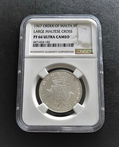 Malta 9 Tari silver 1967, NGC PF66 UC - Picture 1 of 2