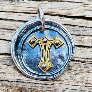 Waxing Poetic Rivet Insignia Charm Letter T - Picture 1 of 2