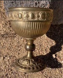 Estate Find Antique Himachal Handcrafted Brass Bronze Detailed Alter Chalice - Picture 1 of 8