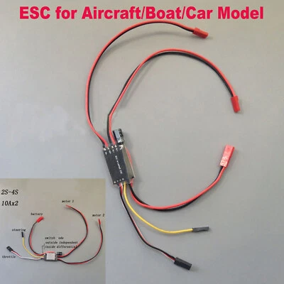 2S-4S 2 Channel 10AX2 Brushed ESC Speed Controller für Aircraft Boat RC Auto ATG - Bild 1 von 4