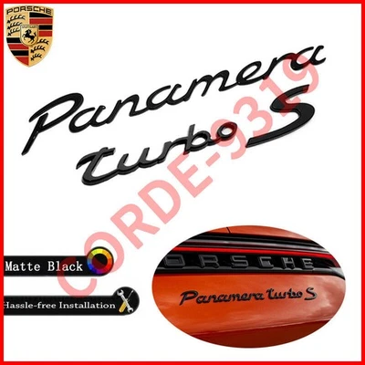 Juego de 2 piezas emblema insignia trasera negro mate Porsche Panamera Turbo S aspecto tapa cubierta Foto 1 de 4