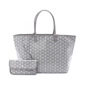 GOYARD Saint Louis PM Tote Bag PVC beschichtetes Canvas Leder grau weiß gebra... - Bild 1 von 4