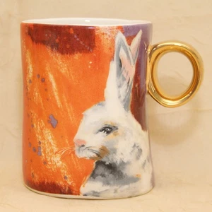 Anthropologie Winter Fauna Mug Easter Rabbit Bunny Lauren Carlson Walcott Coffee - Picture 1 of 11