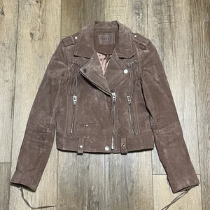 Chaqueta de Moto Blank NYC Coffee Bean 100% Gamuza Cuero Flecos Xs Hipster Boho - Imagen 1 de 8