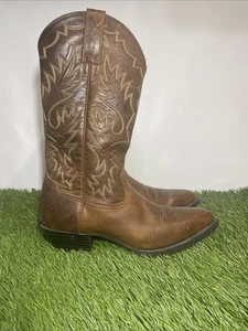 Ariat Mens Size 8.5 D Brown Leather Cowboy Boots Pointed Toe 35130 - Picture 1 of 18