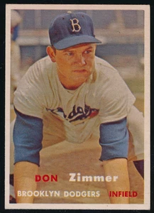 1957 Topps #284 Don Zimmer Brooklyn Dodgers EX-MT-NM - Imagen 1 de 2