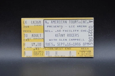1986 KENNY ROGERS CONCERT TICKET STUB, LCC ARENA - Image 1 of 2