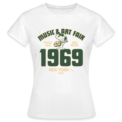 SPREADSHIRT Peanuts Snoopy Peace Love Music 1969 Frauen T-Shirt