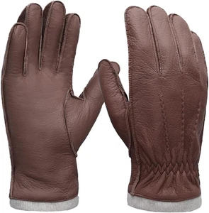 Guanti Da Uomo in Pelle Di Cervo Con Fodera in Cashmere - Foto 1 di 12