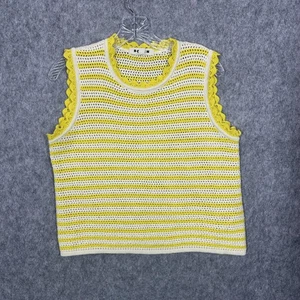 Suéter Boden Mujer Pequeño Amarillo Blanco Crochet Tejido Rayas Sin Mangas Vieira - Imagen 1 de 8