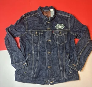 New York Jets Levi Jean Jacket Size XL Womens NFL Embroidered RARE - Picture 1 of 11