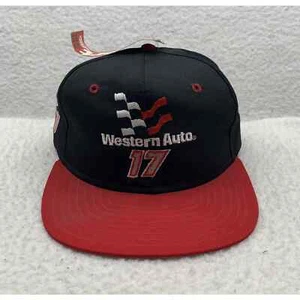Vintage ajd Western Auto Druckknopflasche Mütze Herren Blockhead schwarz rot Darrell Waltrip 17 - Bild 1 von 10