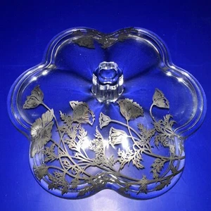DE COLECCIÓN CRISTAL PLATA FILIGRANA DIVIDIDO 3 SECCIONES PLATO NUECES CARAMELO con CUBIERTA - Imagen 1 de 6