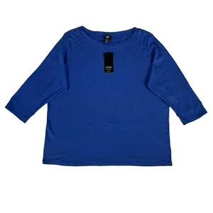 NWT Jones New York Top Womens 3X Blue 3/4 Sleeves Button Detail - Picture 1 of 11