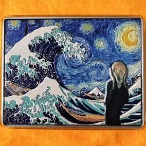 Moneda de plata Chad 2023 Van Gogh STARRY NIGHT crossover de bellas artes de 1 oz + 14 oz cobre - Imagen 1 de 6
