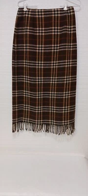 WORTHINGTON Blanket Fringe Skirt Sz 10P Plaid  Wool Blend Lined Dark Academia - Image 1 of 4