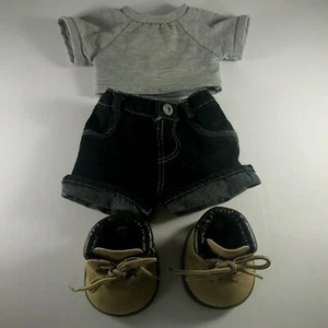 Costruisci un orso vestito lotto vestiti grigio top jeans pantaloncini stivali alti 3 pezzi BAB - Foto 1 di 12