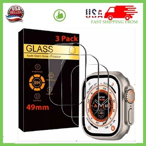 3 Pack Tempered Glass Screen Protector for Apple Watch Ultra 49mm Full Cover - Picture 1 of 13