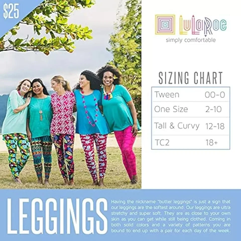 Lote de 3 Leggings LuLaRoe Multicolor Mujer OS Varios Patrones (Talla 2-10)-C Foto 1 de 4