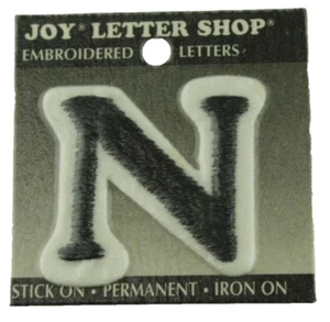 Joy Letter Shop Embroidered Letter Black N 1.5" Stick Iron On Appliqué Crafting - Picture 1 of 2
