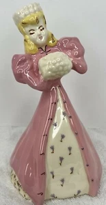 1950's VINTAGE PORCELAIN Lady In Pink Coat Figurine Statue - Picture 1 of 9