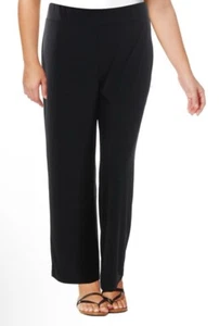 NY Collection Womens Plus Size 1X Black Stretch Flat Front Wide Leg Pants NEW - Picture 1 of 7