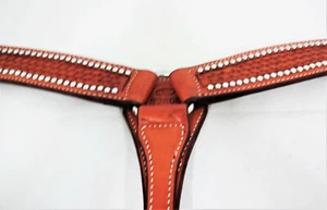 Estampilla de canasta manchada de Billy Cook cuello de pecho de cuero tack de caballo 2" nuevo punto chn - Imagen 1 de 2