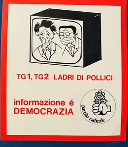 Adesivo Sticker PARTITO RADICALE REFERENDUM : L’Informazione è Democrazia - Foto 1 di 2