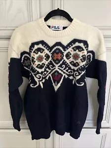 Fila Unisex Size Medium chest 40 in Pullover Sweater Crew Neck 100% Wool - Picture 1 of 10