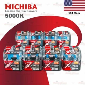 2x MICHIBA 12V Headlight Bulbs 5000K XENON Look WHITE H1 H3 H4 H7 H8 H11 HB3 HB4 - Picture 1 of 17