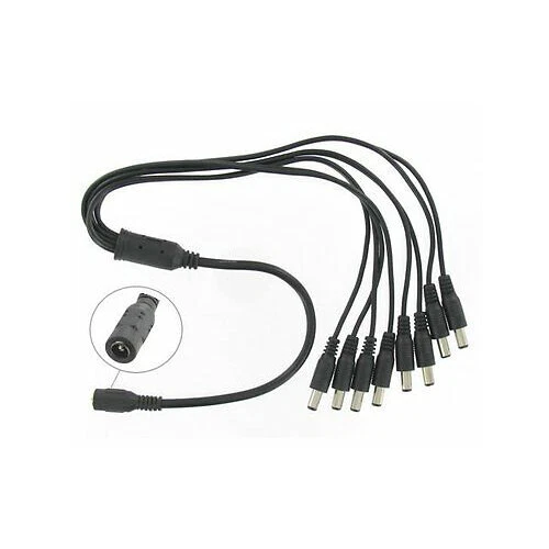 1 to 8 Power Splitter Adapter Cable Home Surveillance Connectors Security Camera - Image 1 of 1